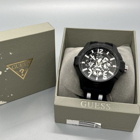 Guess Other - GUESS Men s Black & White Nylon & Silicone Strap Watch 48mm